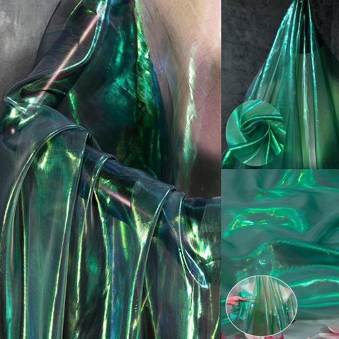 Blackish Green 3.3 Yard Long Iridescent Organza Fabric