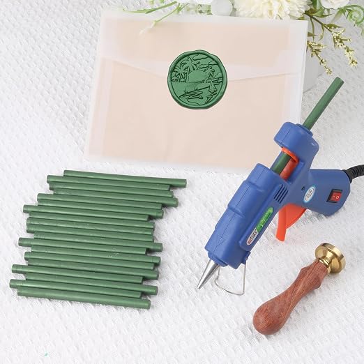 Pine Green Sealing Wax Sticks, WASOHLING 20Pcs Glue Gun Wax Seal Sticks