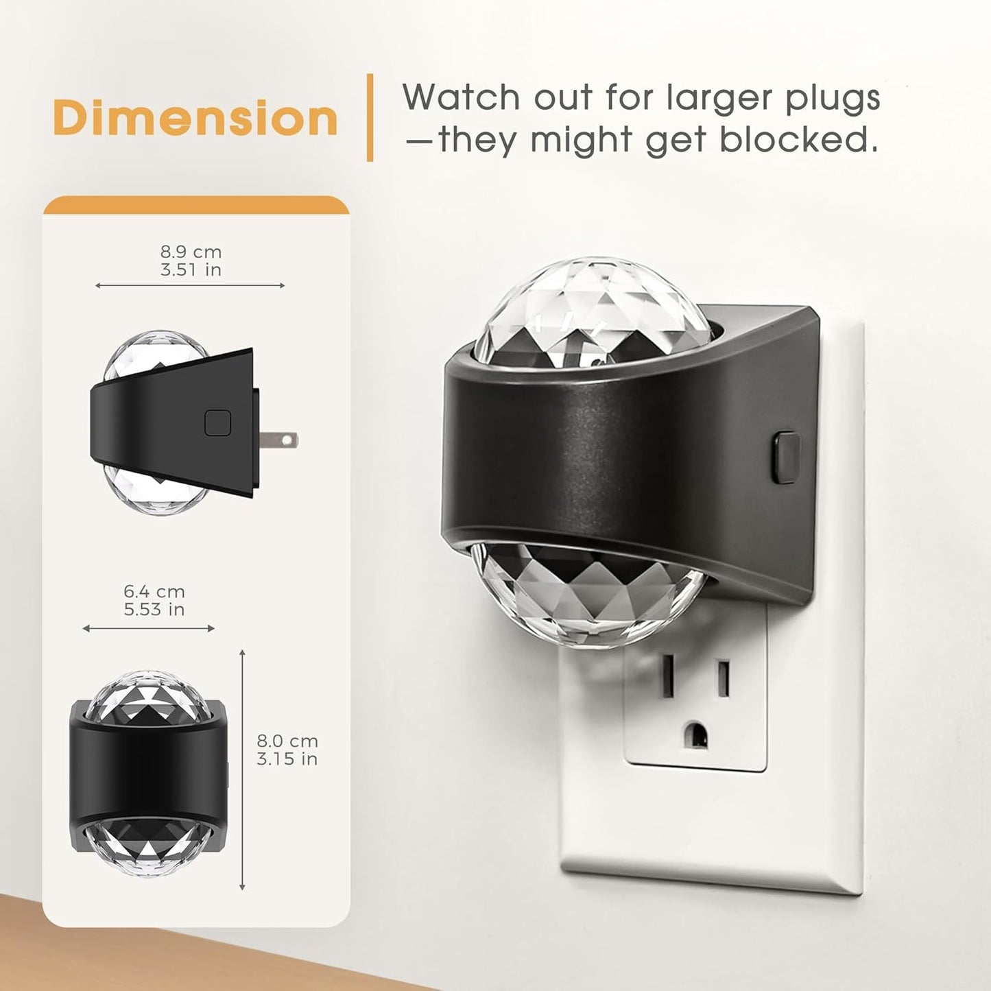 Night Light, Night Lights Plug into Wall, LED Projector Night Light, Soft White for Bedroom, Dimmable Brightness Dusk to Dawn Nightlight for Kids, Nursery, Bathroom, Home Decor, Gaming Room, 2 Pack