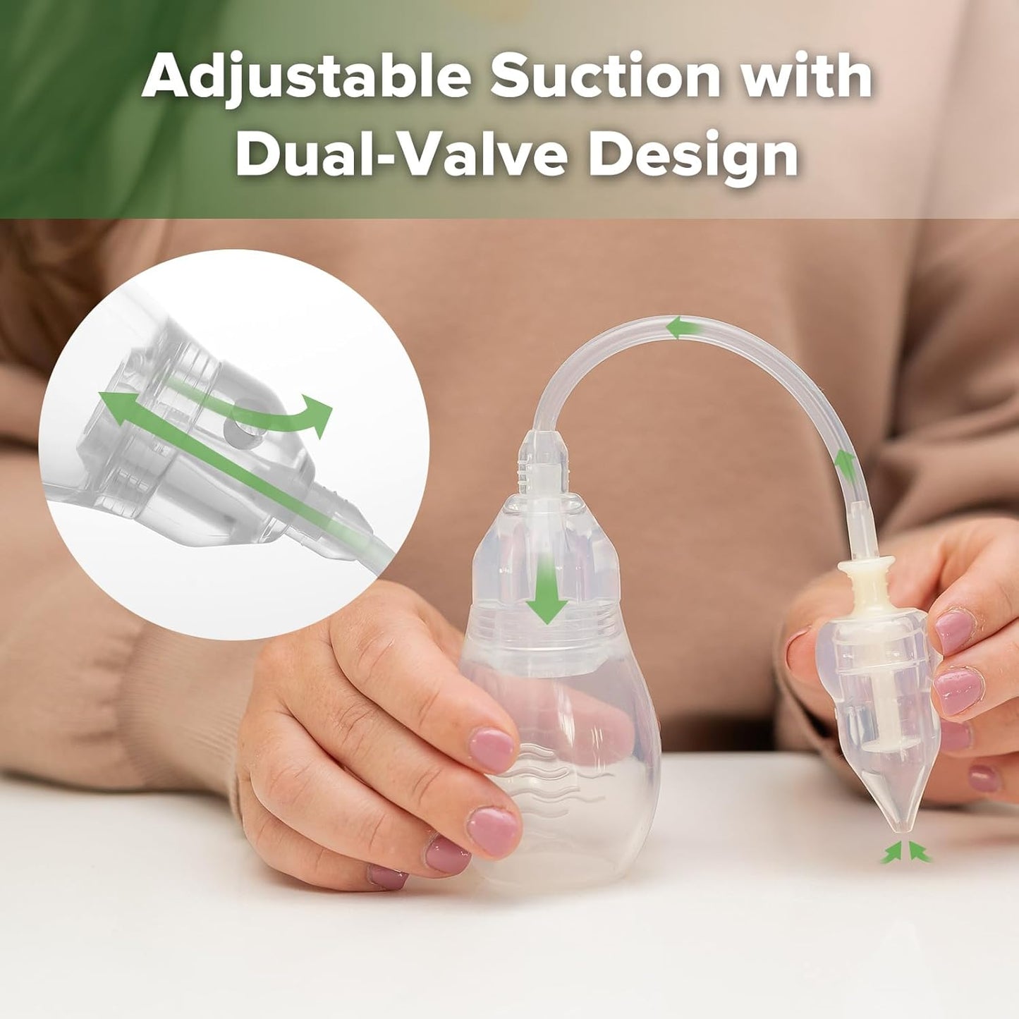 haakaa Silicone Nasal Aspirator for Baby – Baby Nose Sucker, Swan Neck Nasal Aspirator with Anti-Backflow Valve, BPA-Free Nose Cleaner, 12m+