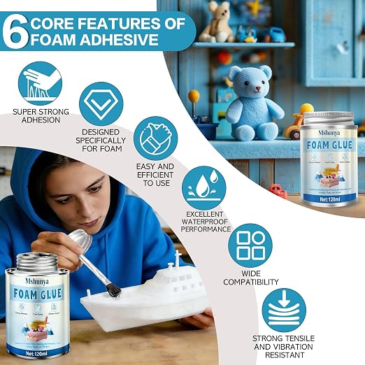 Foam Glue, Strong Adhesion, Quick-Drying, Transparent, Waterproof, Flexible |
