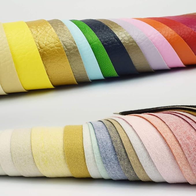 ZIIYAN 24 Pieces 8"x13.4" Colored Faux PU Leather Sheets Upholstery Crafts