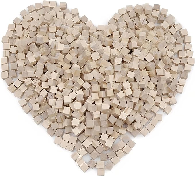 1000Pcs Wooden Blocks for Crafts, Unfinished Wood Cubes, 1cm Natural Pine Small