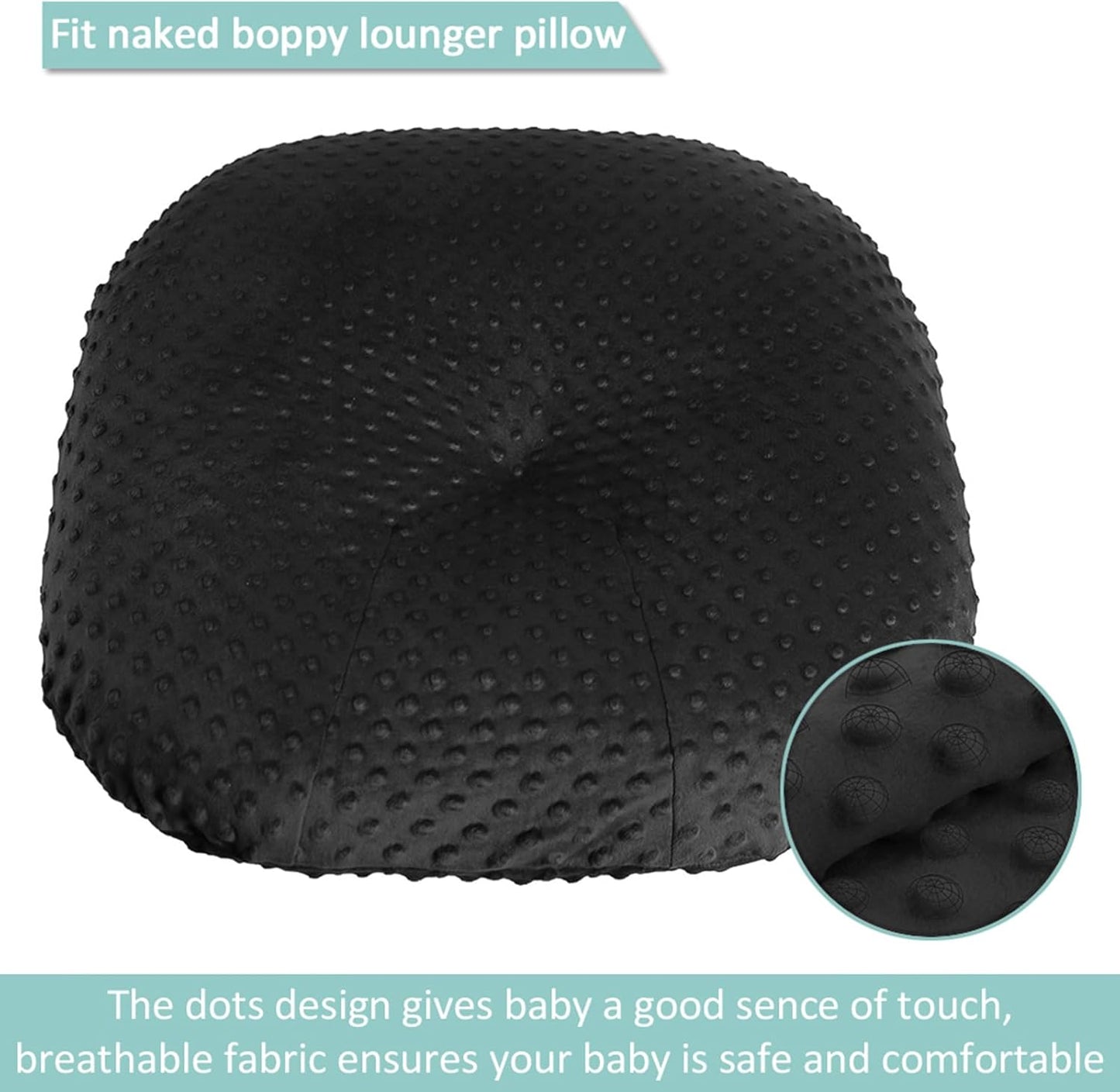 OWLOWLA Newborn Lounger Cover,Minky Removable Slipcover Fits Newborn Lounger for Baby Boy Girl(True Black)