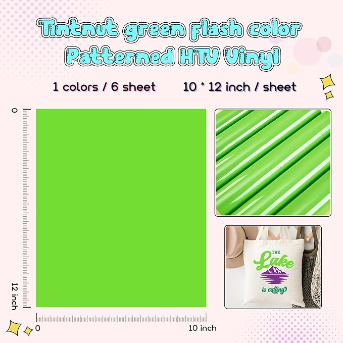 Tintnut Green Flash Color Heat Transfer Vinyl, easy cut & weed, stretch washable