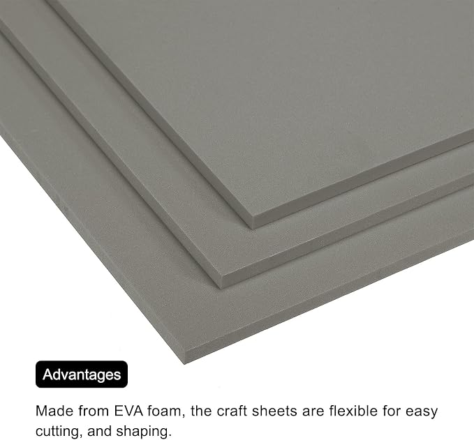 MECCANIXITY EVA Foam Sheets Light Grey 9.8 Inch x 9.8 Inch 7mm Thick Crafts