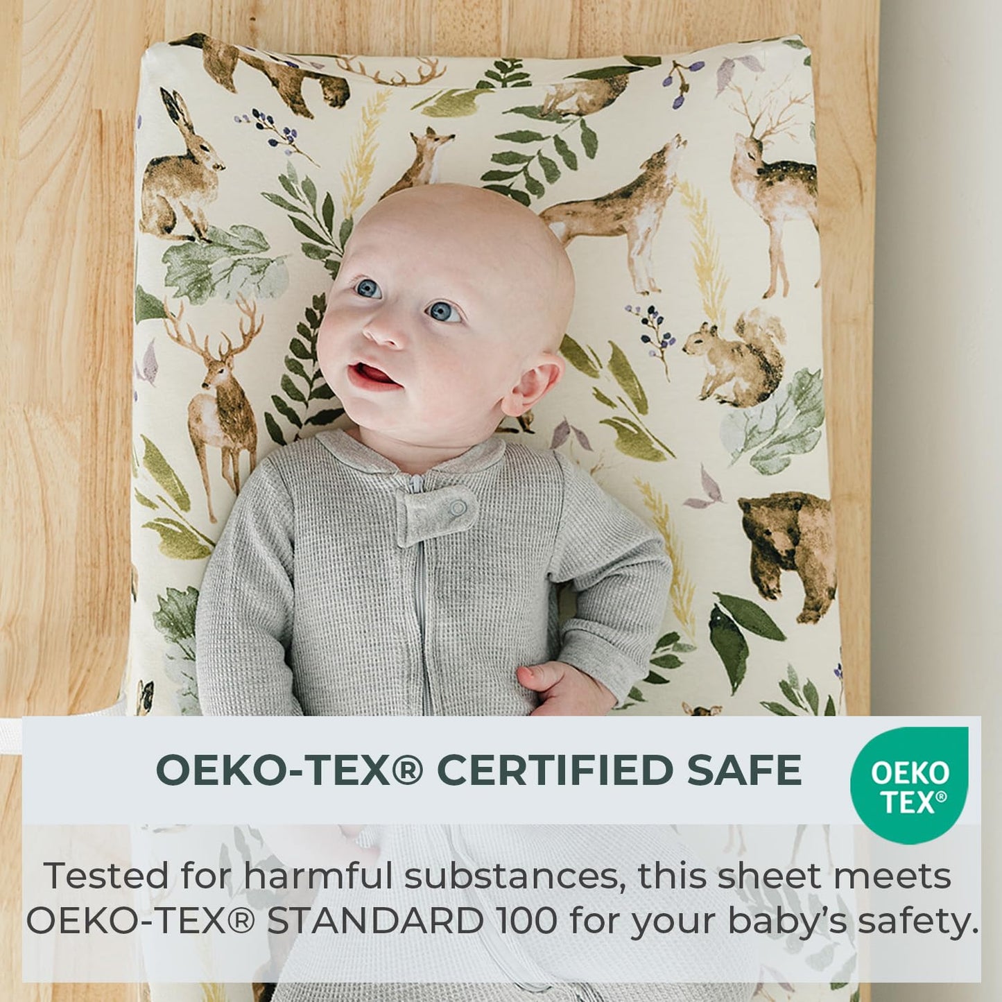 Pobibaby - 2 Pack Premium Changing Pad Cover - Ultra-Soft Cotton Blend, Stylish Woodland Pattern, Safe and Snug for Baby (Wildlife)