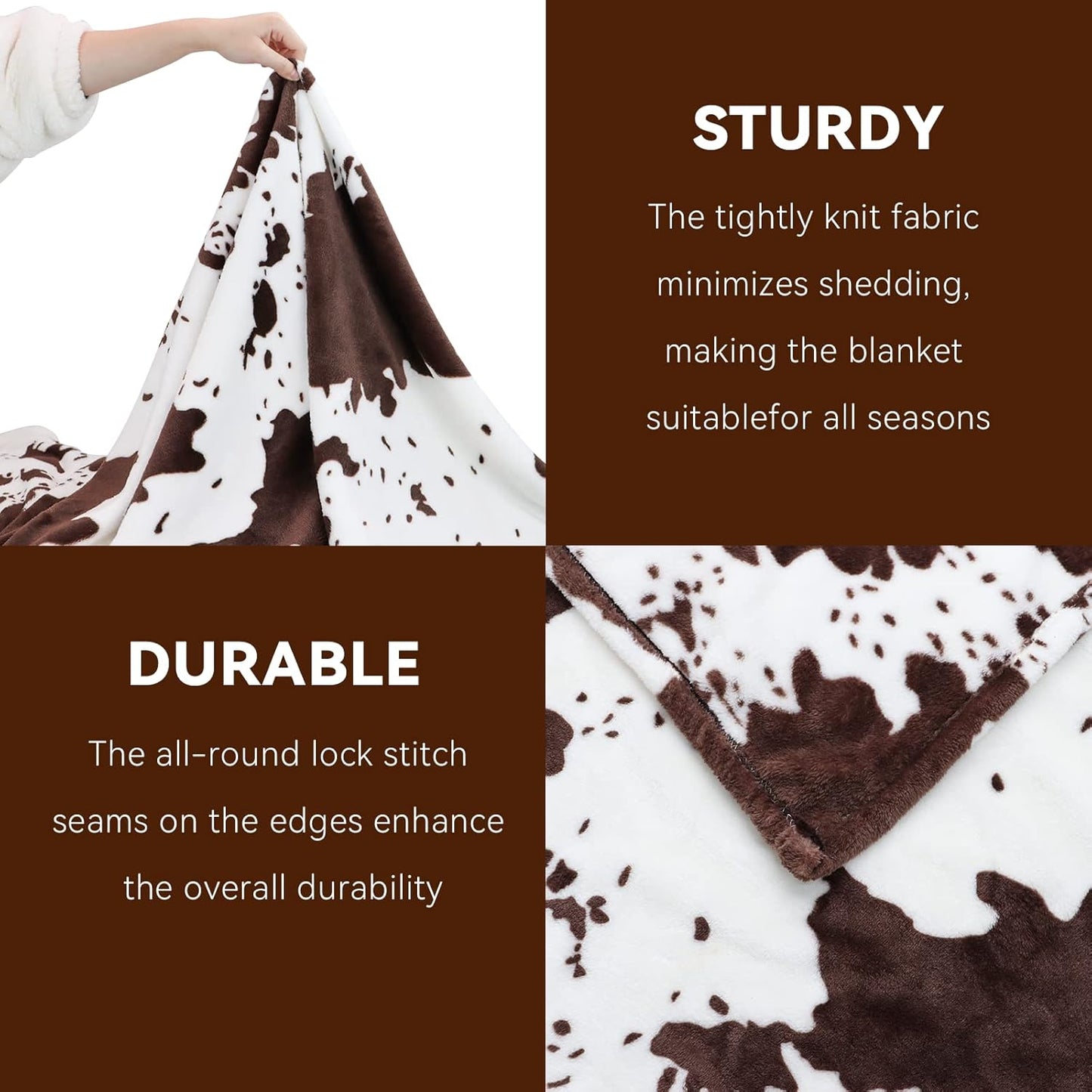 Queen Bed Blanket for Women - Lightweight Plush Extra Large Cow Print Blanket Soft Fuzzy Throw for Living Room Decor All Seasons 90"x90"