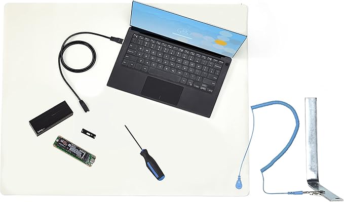 StarTech.com Anti Static Mat, ESD Mat for Electronics Repair, Anti Static Table/Desk Mat w/Detachable Grounding Wire, ANSI/ESD S 4.1, Flexible Thermoplastic Work Pad, 11x18in, TAA