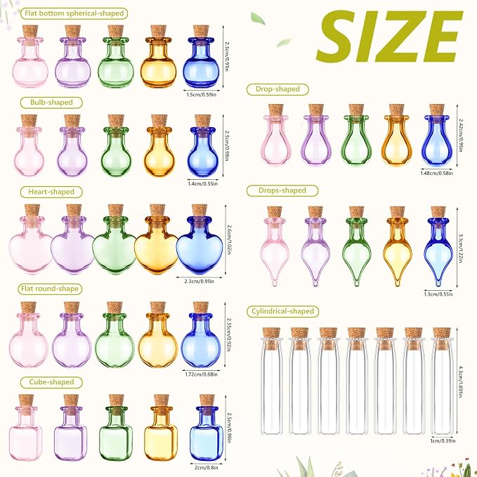Geiserailie 80 Pieces Tiny Glass Bottles Spell Jars