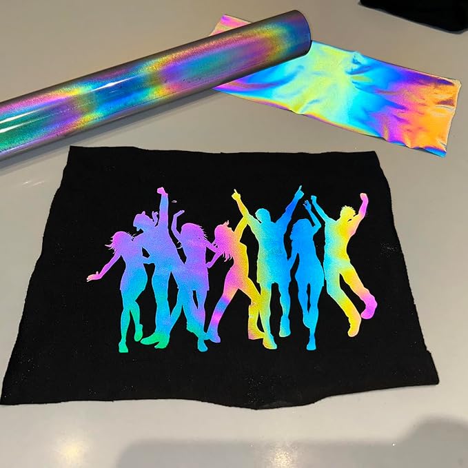 Reflective Heat Transfer Vinyl Reflective Rainbow HTV Vinyl Rolls Pack 12Inch x