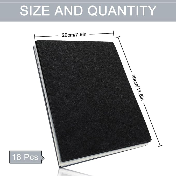 Whaline 18Pcs Black Gray White Felt Fabric Sheets Assorted Soft Thick Craft