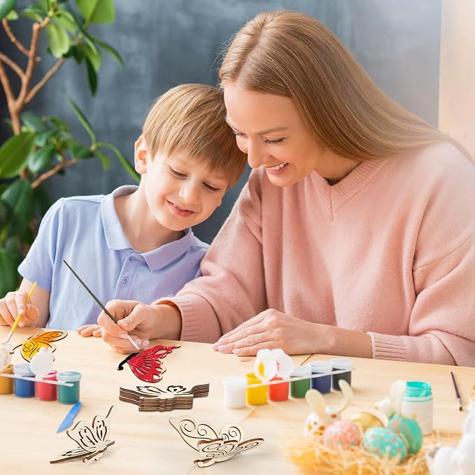 COCHIE DIY 3D Spring Butterfly Wood Crafts to Paint, Paintable Unfinished