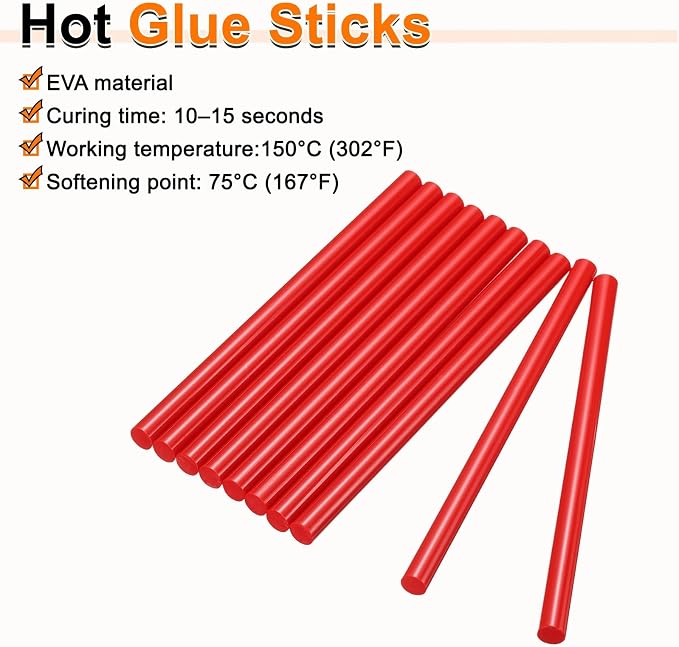 HARFINGTON 10pcs Hot Glue Sticks 0.43" Dia x 9.84" Long EVA Mini Hot Melt