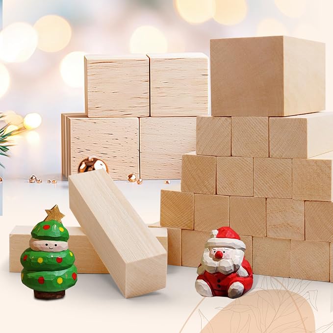 Basswood Carving Blocks for Crafts, Cymuber 24 PCS Whittling Wooden Blockss Kit