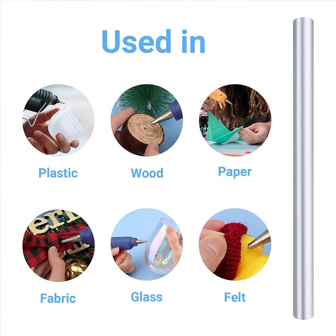 Metallic Silver Hot Glue Sticks Mini, Small Adhesive Glue Sticks