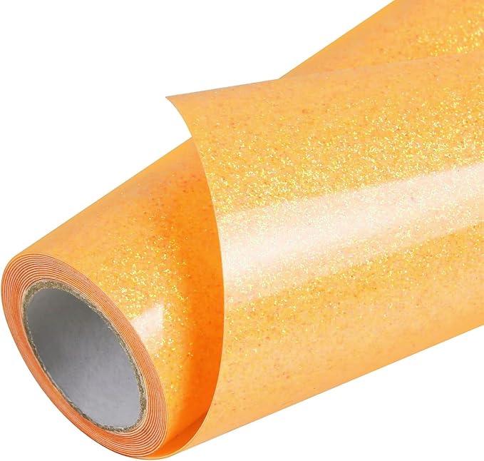 TORC Neon Orange Glitter HTV Heat Transfer Vinyl Roll 12 inch x 5 ft Iron on