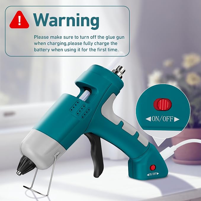 Cordless Hot Glue Gun Kit, 20W Lithium Battery Rechargeable Hot Melt Glue Gun