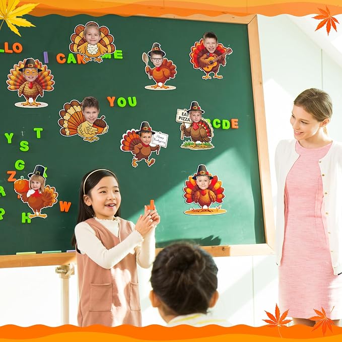 Gersoniel 72 Pcs Kid Fall Turkey Decor Fall Pumpkin Bulletin Board Cutout |