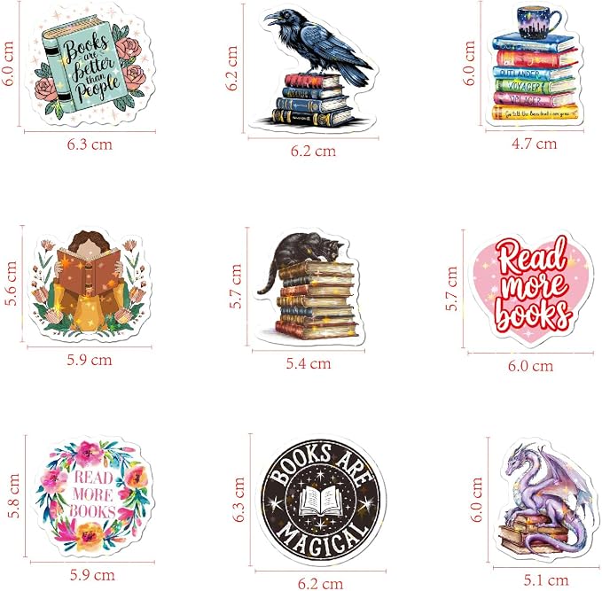Glitter Reading Stickers for Bookish Adults, Reading Rewards for Students