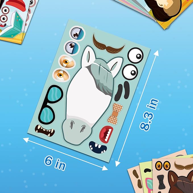 Aowplc 48 Pcs Make A Horse Sticker Sheets Mix and Match