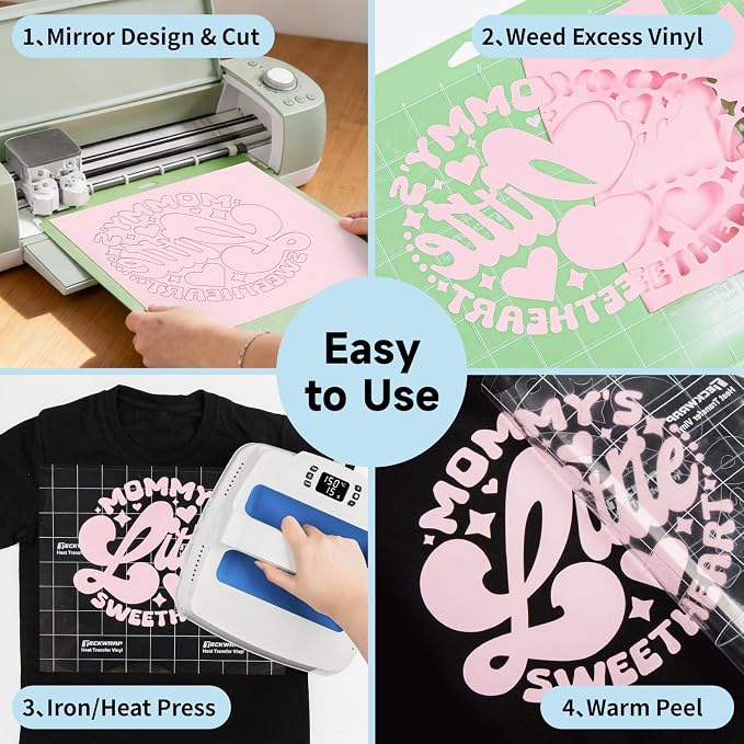 TECKWRAP Heat Transfer Vinyl for T-Shirts, 50+ Washes, REACH Certified & Dryer