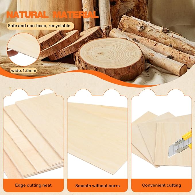 Natural Wood Craft Wood Square Dowel Rods Balsa Wood Sheets Smooth Popsicle Art