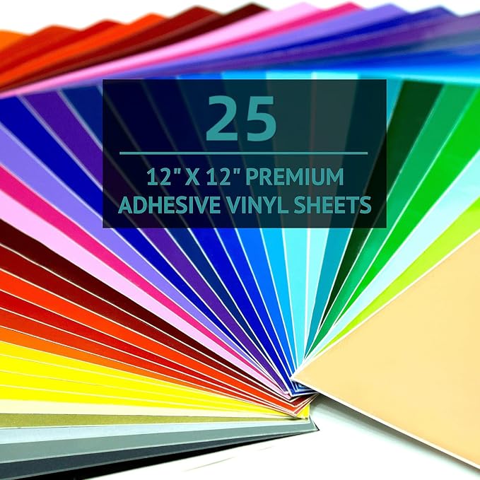 Bright Idea Permanent Vinyl, 25 Pack 12 "x 12" Vinyl Sheets Compatible