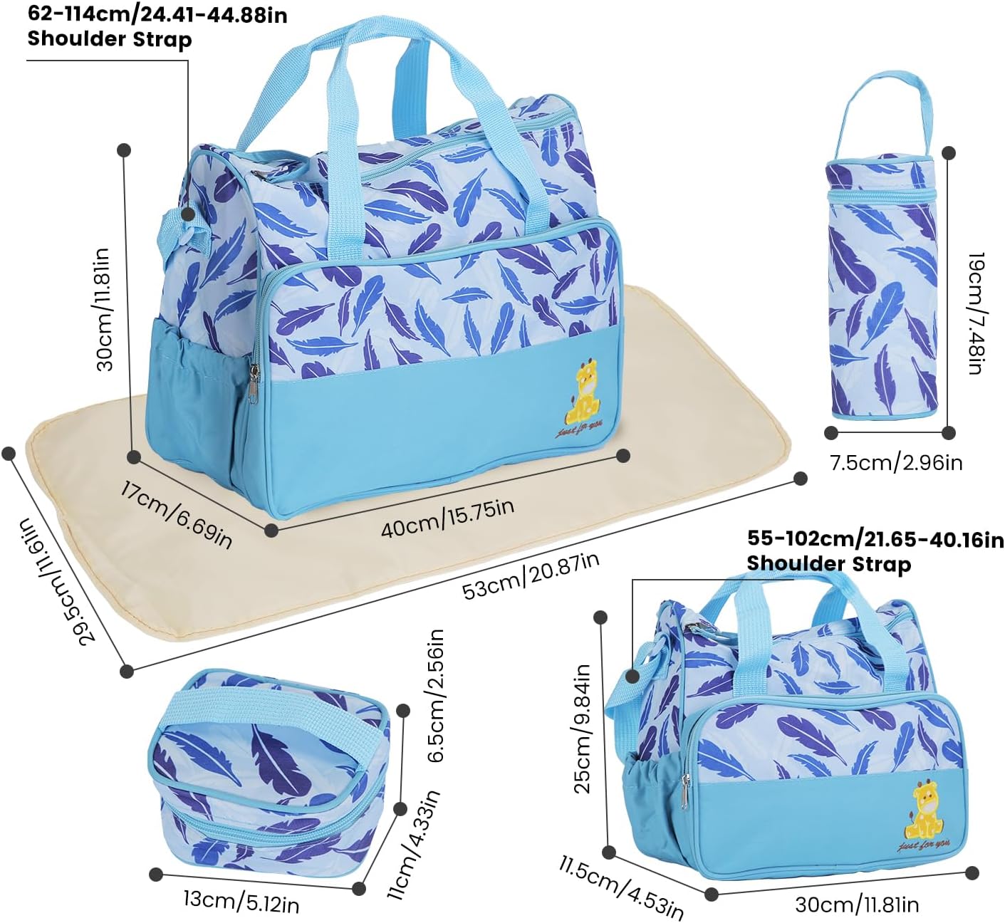 5PCS Baby Diaper Bag Set, Large Baby Doll Diaper Backpack