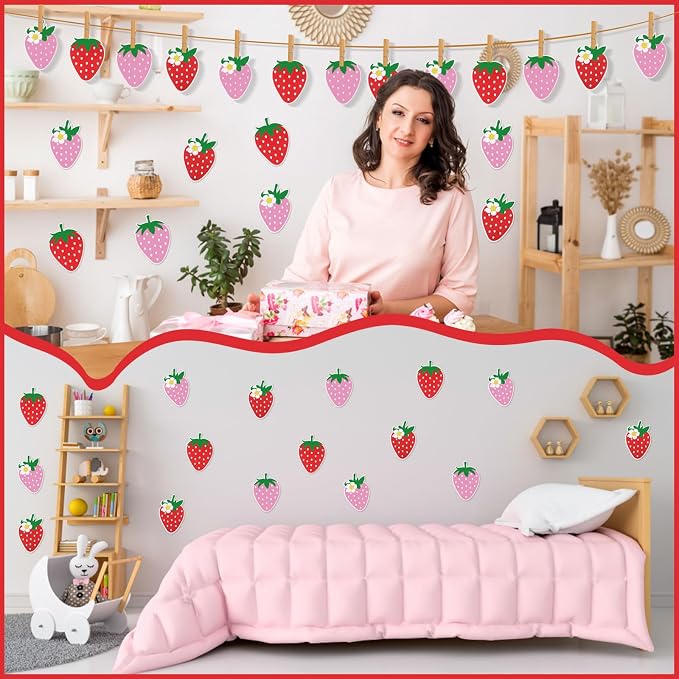 MixTeach 48 Pieces Strawberry Cutouts Summer Berry Paper Cutouts Strawberry