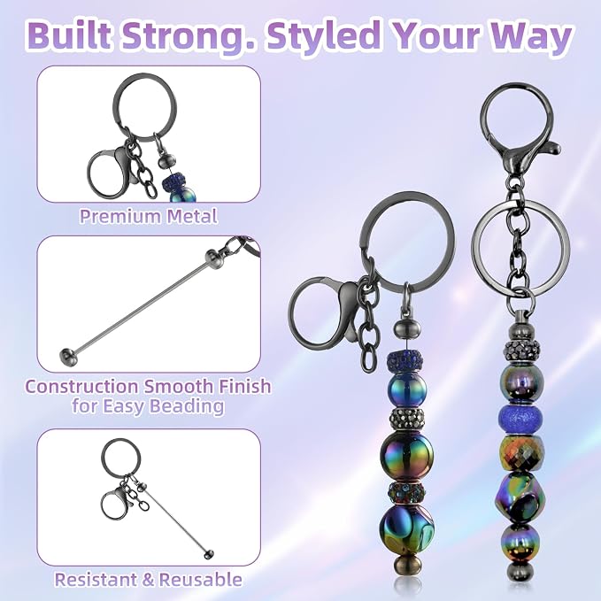 28 Pcs Beadable Keychain Bars
