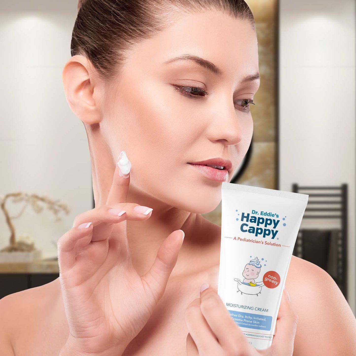 Happy Cappy Moisturizing Cream - Baby Eczema Cream, Eczema Lotion for Kids, Pediatrician-Formulated, Gentle, Paraben Free, Hypoallergenic, Soothes Dry Skin - 6 Fl Oz (Pack of 3)