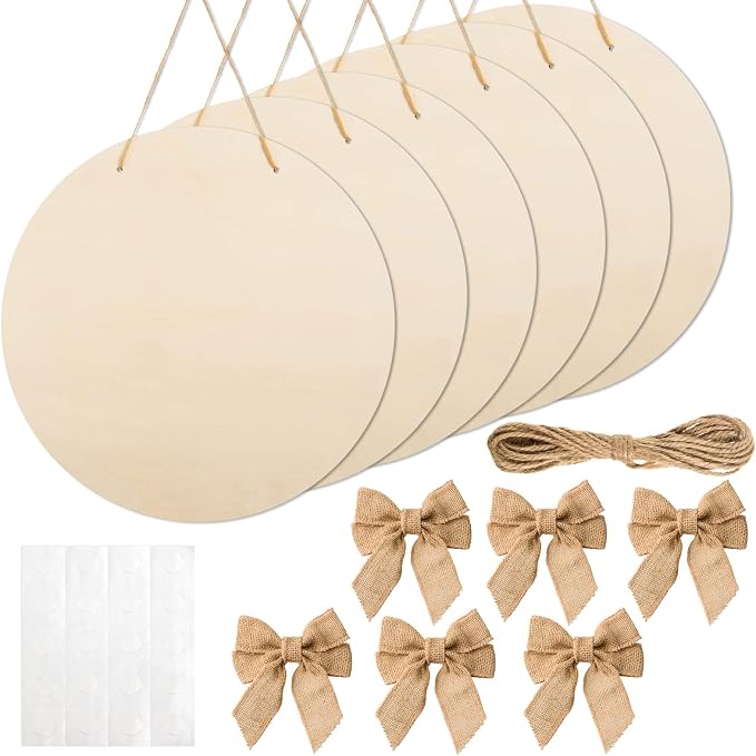12 Pcs 16 Inch Wood Circles for Crafts Unfinished Round Wood Discs Blank Wooden