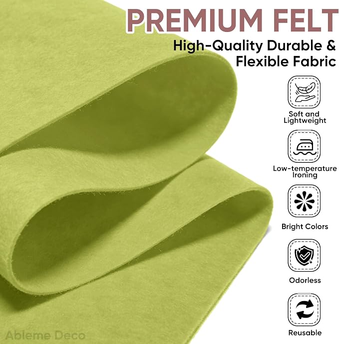 Soft Felt Fabric Sheet 18" x 36", 1.6mm Acrylic Craft Felt, Olive Green | Soft