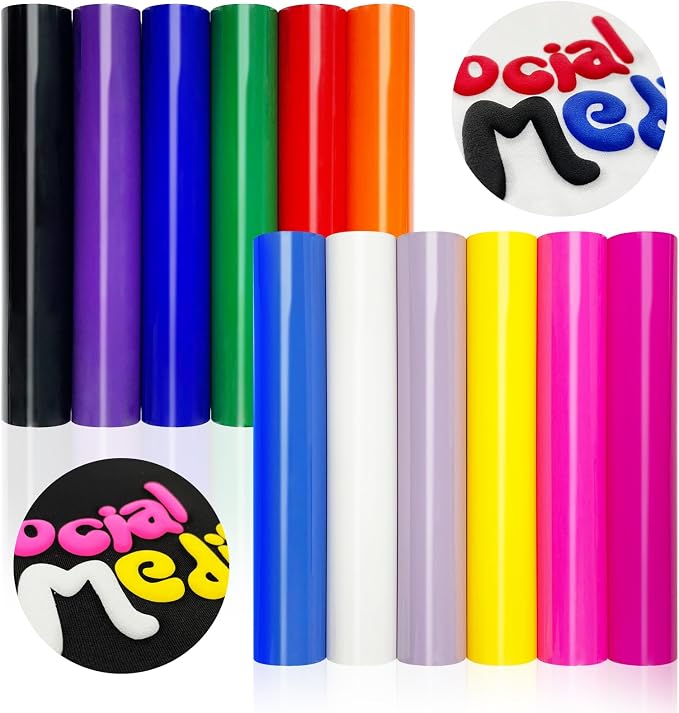 12Pcs DUEUIOE Puff Vinyl Heat Transfer 12x10Inch, Puff Vinyl Heat Transfer