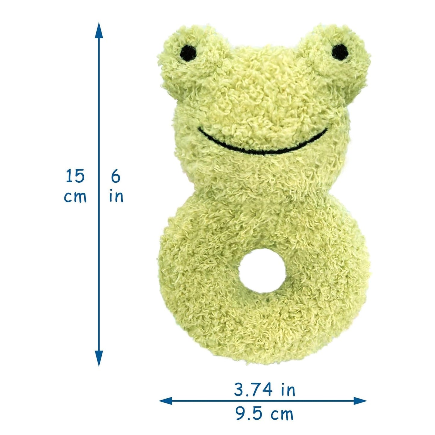 Baby Frog Soft Rattle Toy, Plush Frog Infant Shaker Rattle Easy-Grasp Stuffed Animal Toy, Gifts for Newborns Babies Toddlers Boys Girls, Green, 6 Inches