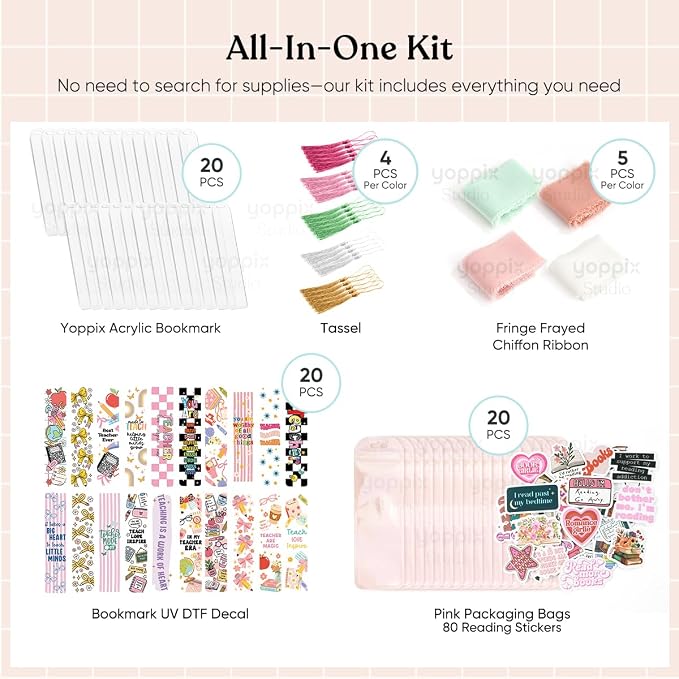 180 Pcs Acrylic Bookmark Blanks- 20 Set Bookmark Making Kit