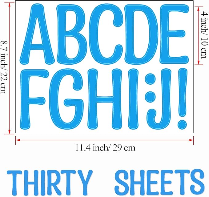 Bemeol 30 Sheets Large Letter Stickers 4 Inch Alphabet Letter Stickers Self