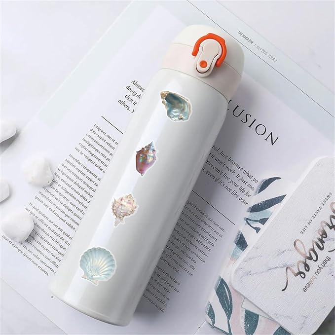 50PCS Sea Shell Stickers Aesthetic PET Transparent Conch Sticker Clamshell