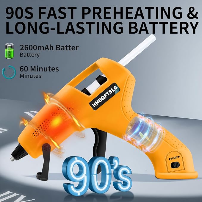Cordless Hot Glue Gun, Fast Preheating
