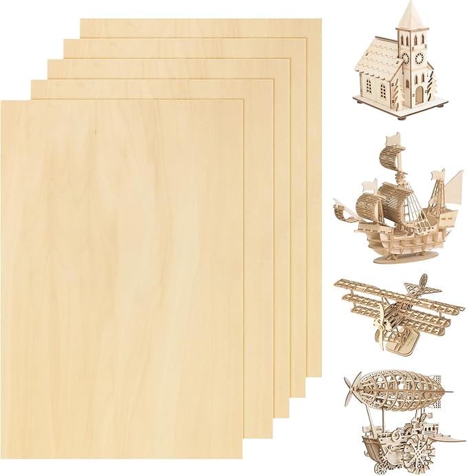 5 Pack Basswood Sheets for Crafts