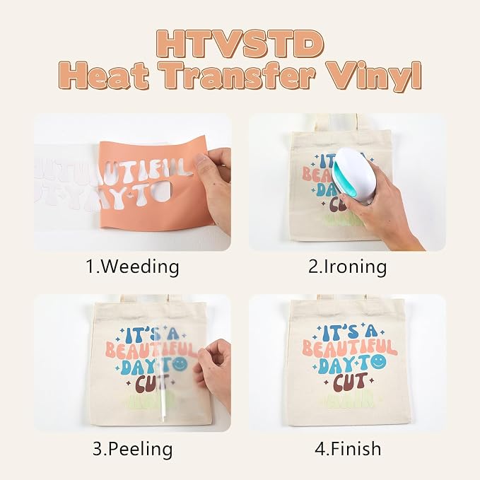 HTVSTD Peachy Pink Boho HTV Heat Transfer Vinyl 8pcs 12×10in Iron on Vinyl |