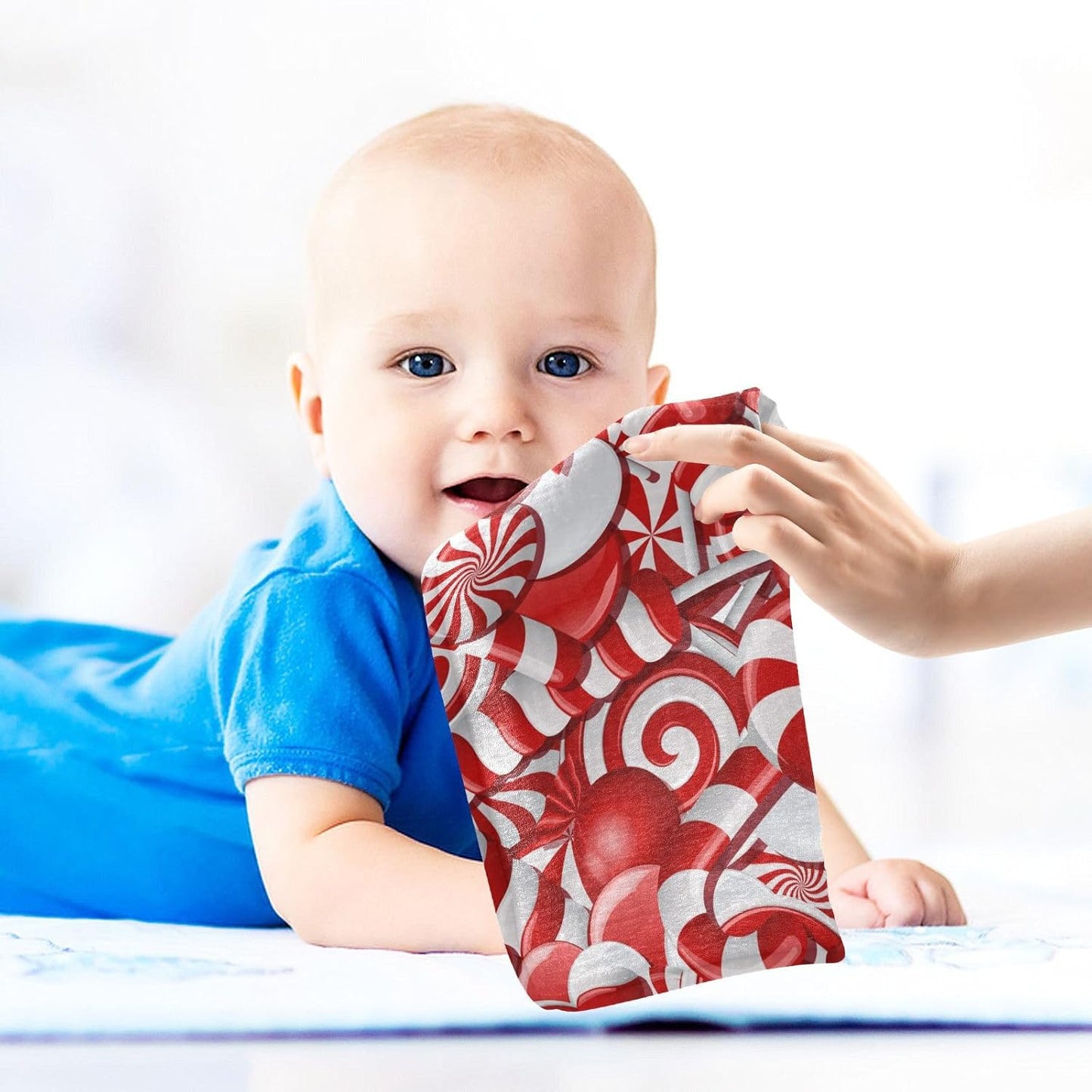 Christmas Candy Cane Muslin Burp Cloths Baby Burp Cloths for Boys Girls Sugar Sweet Gift Baby Muslin Washcloths Baby Essentials for Newborn Soft Absorbent 12x12in, 3 Pack