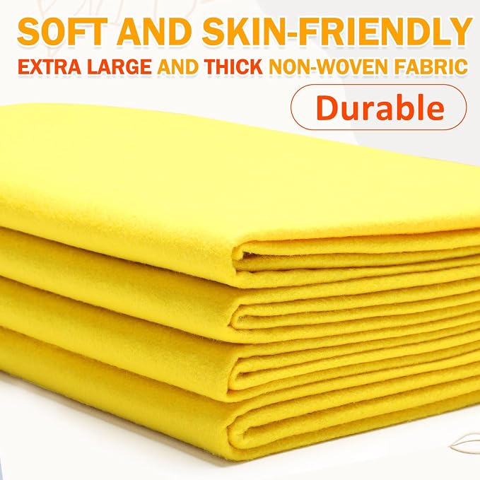 XSEINO Yellow Large Felt Fabric 36" X 36 ", 1.4 mm Thick Soft Felt Fabric Sheet