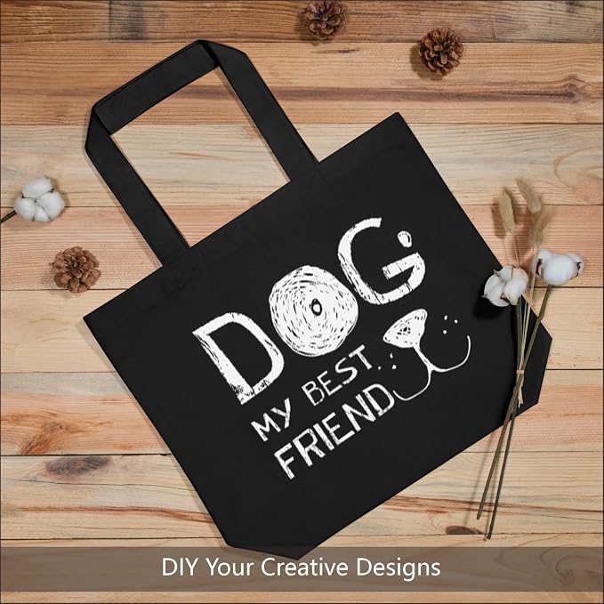 TOPDesign 3-Pack Super Strong Large 12oz Cotton Canvas Tote Bags, Reusable