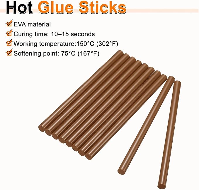 HARFINGTON 10pcs Hot Glue Sticks 0.43" Dia x 7.87" Long EVA Mini Hot Melt