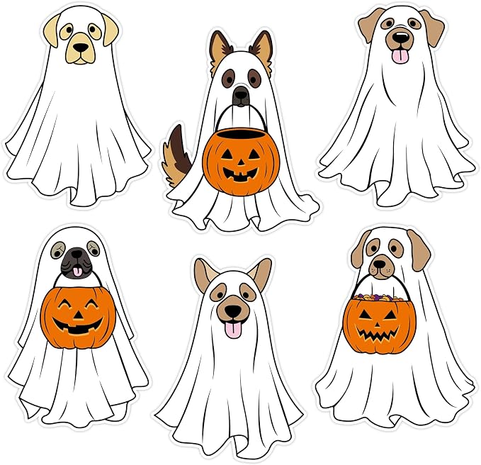 54Pcs Halloween Ghost Cutouts, Classroom Halloween Bulletin Board Paper Cutouts