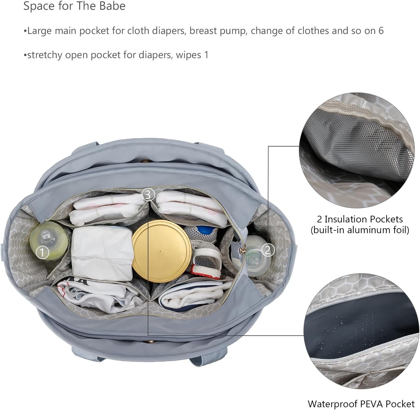 Lmbabter Diaper Tote Quilted Mommy Bag Function Maternity Baby Bag Diaper Changing Messenger with Shoulder Strap Wet Pocket