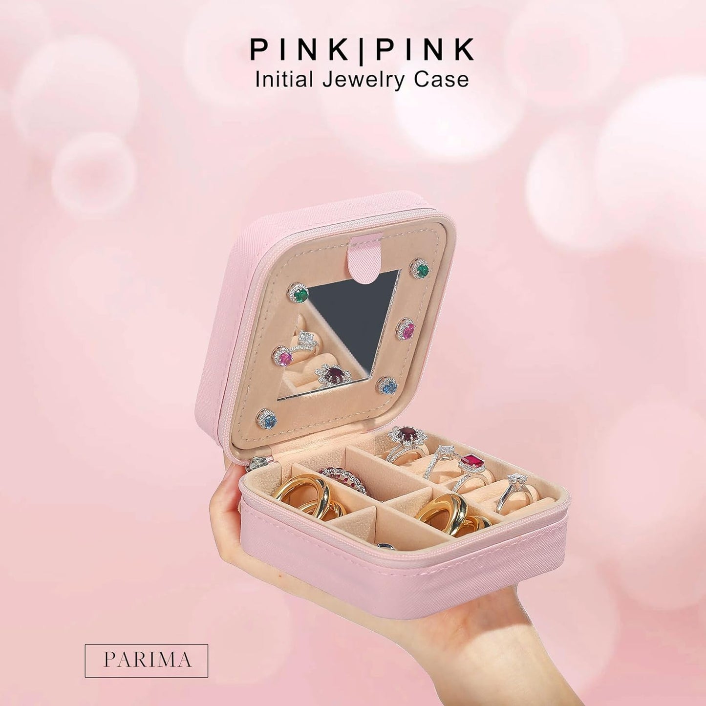 Parima Gifts for Girls - Gifts for Teen Girl Trendy Stuff, 6,7,8,9,10,11,12 Year Old Girl Birthday Gift Travel Jewelry Box Organizer Gifts 2025 - Letter A, Pink