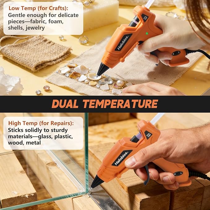 Hot Glue Gun Dual Temp with 32 Glue Sticks, Quick Preheat Hot Glue Gun